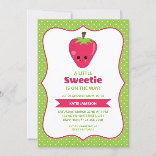 Cute Little Sweetie Strawberry Baby Shower Invitation