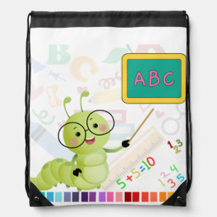 Cute Little Teacher Caterpillar Back to School Drawstring Bag