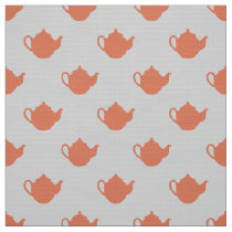 cute little teapots on gray pattern fabric