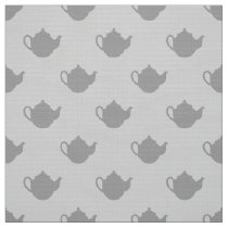 cute little teapots on gray pattern fabric