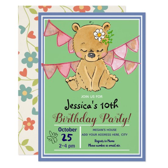 Cute Little Bear Invitations | Zazzle