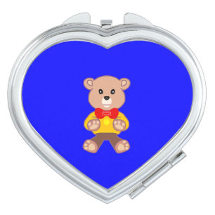 Cute Little Teddy Bear on Blue compact mirror
