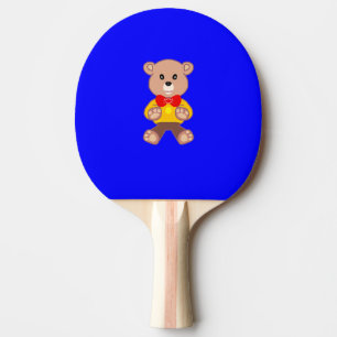 Cute Little Teddy Bear on Blue Ping Pong Paddle