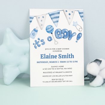 Cute Little Things Its A Boy Baby Shower Invitation by Invitationboutique at Zazzle