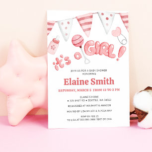 Cute Little Things Its a Girl Baby Shower Invitation