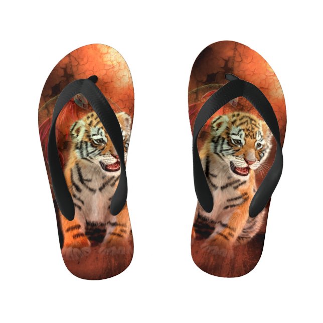 Cute little tiger baby kid's flip flops (Footbed)