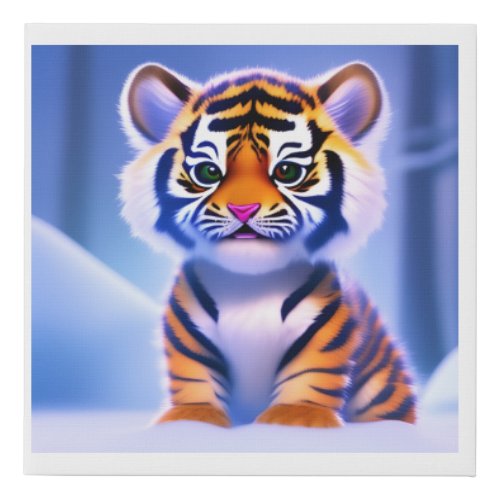 Cute Little Tiger Cub  Faux Canvas Print