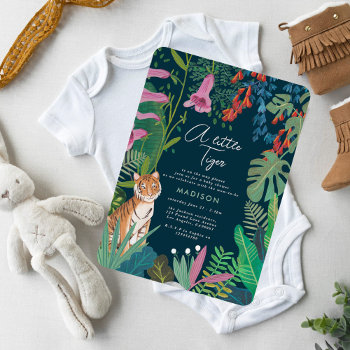 Cute Little Tiger Jungle Green Baby Shower Invitation by CartitaDesign at Zazzle