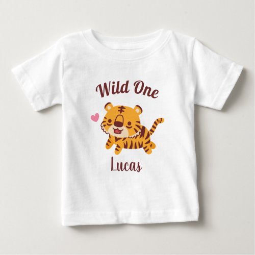 Cute Little Tiger Wild One Funn Baby T_Shirt
