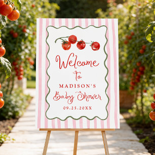 Cute Little Tomato Baby Shower Welcome Sign