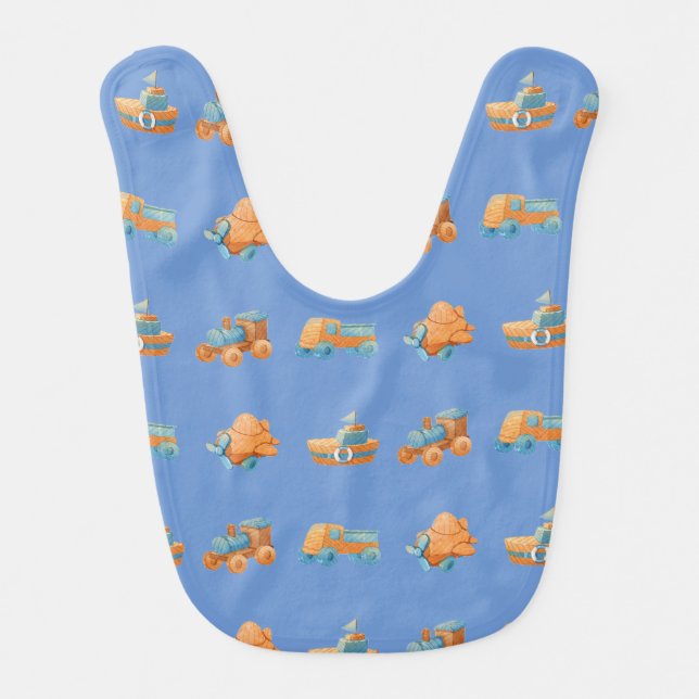 Cute Little Train Toy Set Baby Bib (Front)