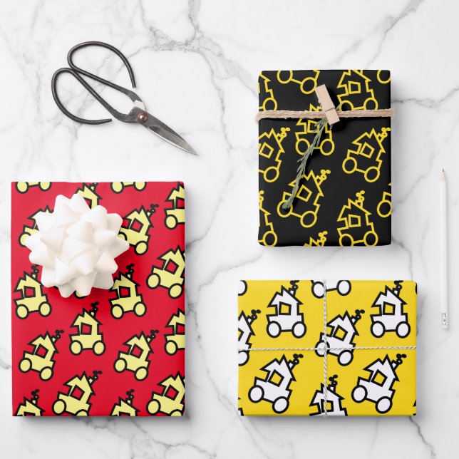 Cute little train wrapping paper sheets (Front)