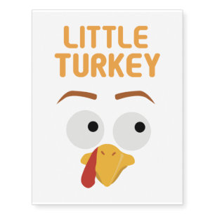 Cute Little Turkey Face Funny Thanksgiving Gift Temporary Tattoos