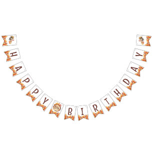 Cute Little Turkey, Kids, Children, Birthday Party Bunting Flags