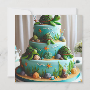 CUTE LITTLE TURTLES KIDS BIRTHDAY  INVITATION