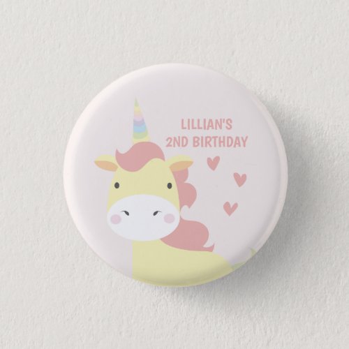 Cute Little Unicorn Birthday Pinback Button