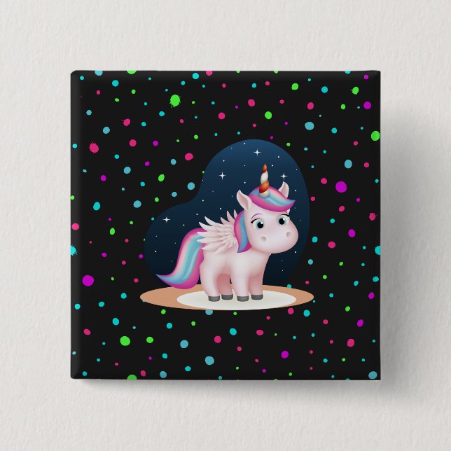 Cute Little Unicorn Button (Front)