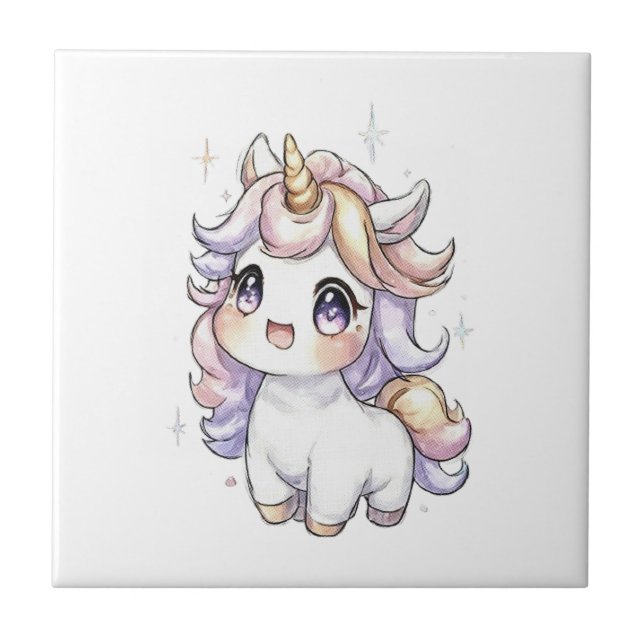 Cute Little Unicorn Ceramic Tile (Front)