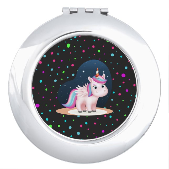 Cute Little Unicorn Compact Mirror (Front)