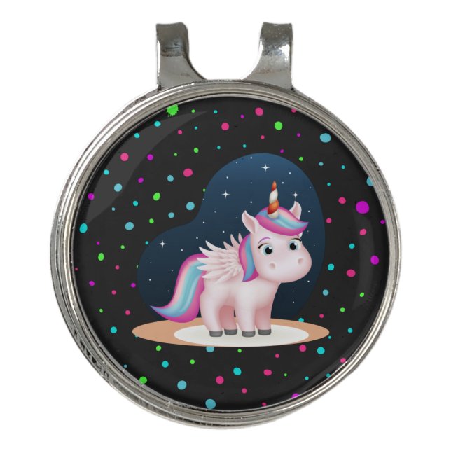 Cute Little Unicorn Golf Hat Clip (Front)