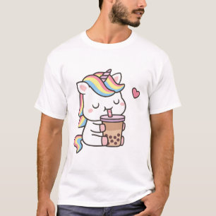 Cute Little Unicorn Love Boba Milk Tea T-Shirt