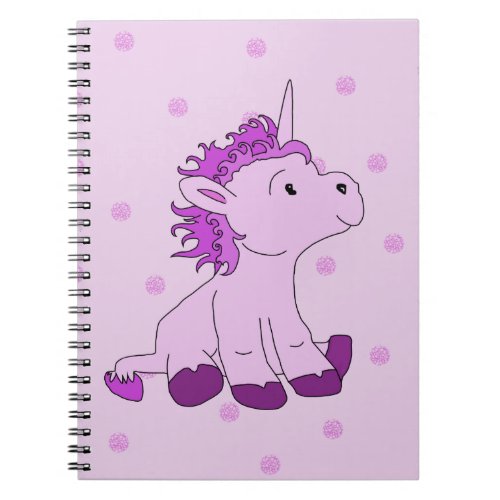 Cute Little Unicorn on a Pink background Notebook
