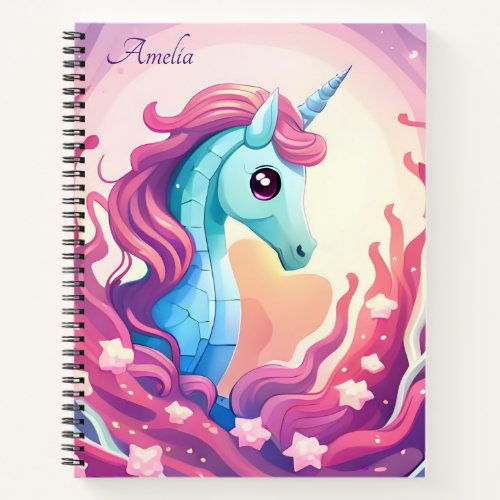 Cute Little Unicorn Personalized Name Notebook