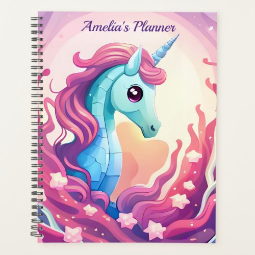 Cute Little Unicorn Personalized Name Planner