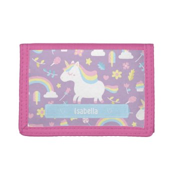 Cute Little Unicorn Rainbow Girls Pattern Wallet by RustyDoodle at Zazzle