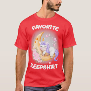 Cute Little Unicorn Sleeping on The Moon Nap Favor T-Shirt