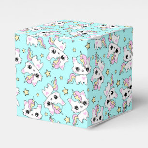cute little unicorn stars cyan background favor boxes