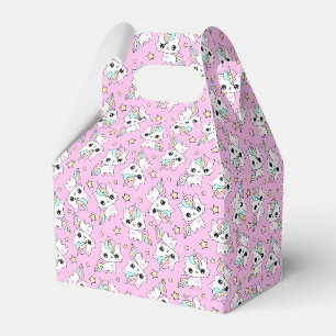 cute little unicorn stars pink background favor boxes