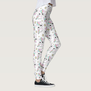 cute little unicorn stars white background leggings