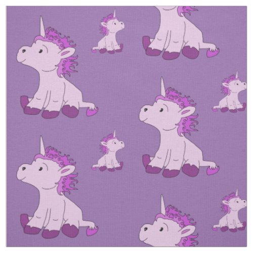 Cute Little Unicorn with Pink Violet mane Fabric