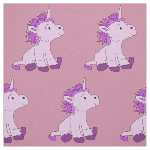 Cute Little Unicorn with Pink Violet mane Fabric