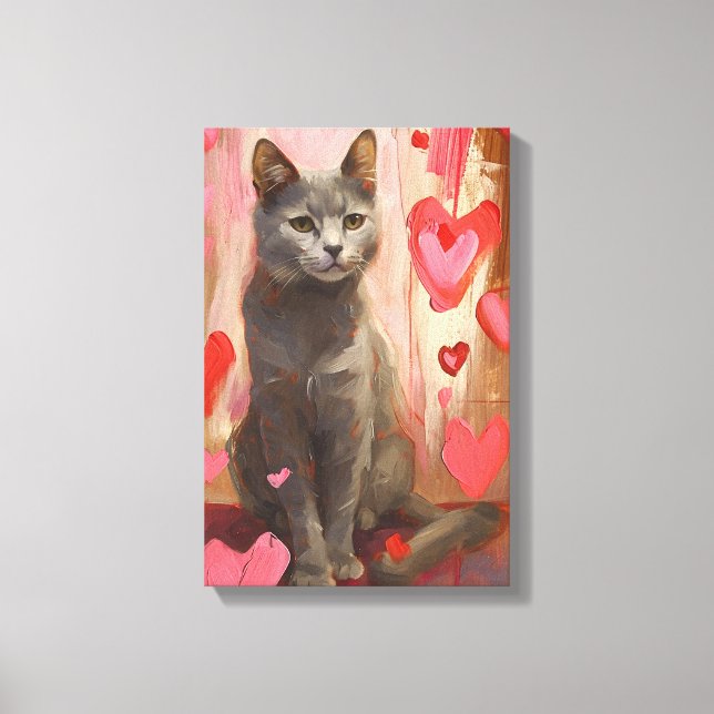 Cute Little Valentines Day Cat Canvas Print (Front)
