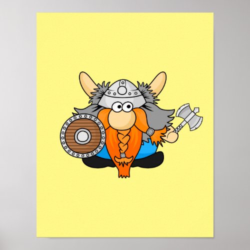 Cute Little Viking Cartoon Character Poster