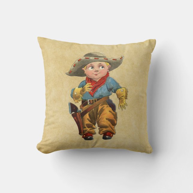 cute little vintage cowboy throw pillow (Front)