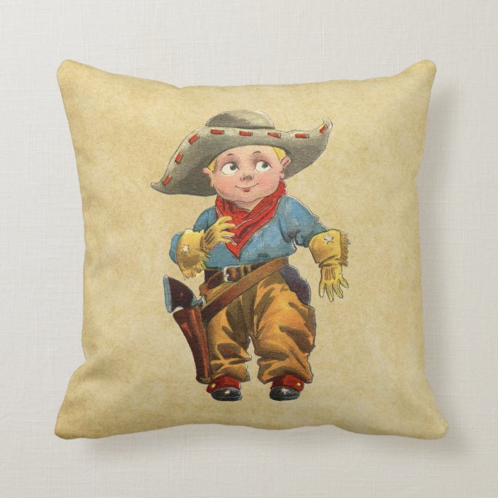 cute little vintage cowboy throw pillow