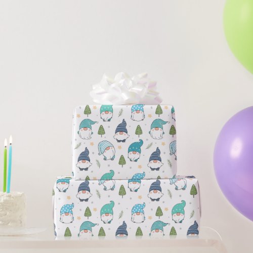 Cute Little Vintage Nordic Gnomes  Wrapping Paper