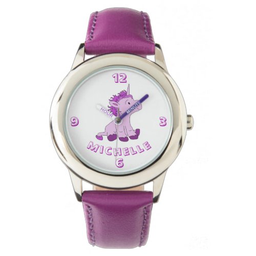 Cute Little Violet and Pink Unicorn with Name Watch