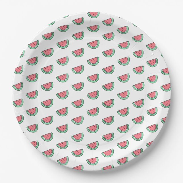 Cute Little Water Melon Pattern Kids Birthday Paper Plates (Front)