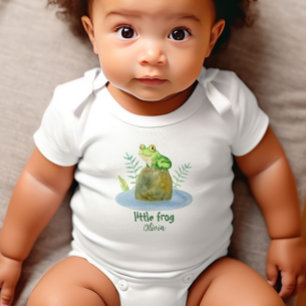 Cute Little Watercolor Frog Personalized Baby Bodysuit