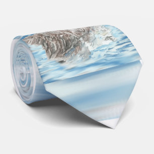 Cute Little Watercolor Otter Napping Blue Water Neck Tie