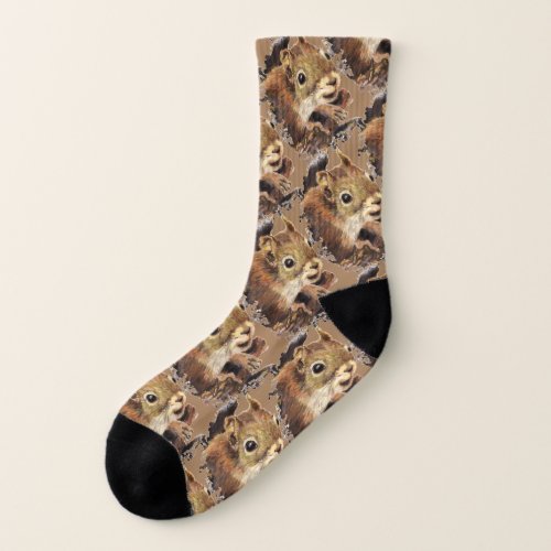 Cute Little Watercolor Squirrel Animal Fun Pattern Socks