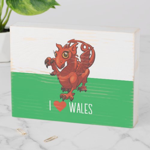 Cute Little Welsh Baby Red Dragon Wales Cartoon Wooden Box Sign