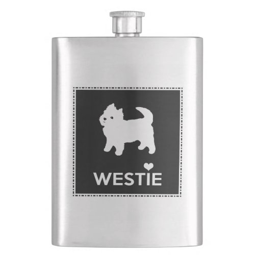 Cute Little Westie _ West Highland Terrier Flask