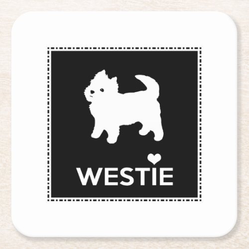 Cute Little Westie _ West Highland Terrier Square Paper Coaster