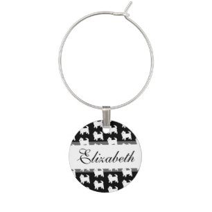 Cute Little Westie - West Highland White Terriers Wine Glass Charm