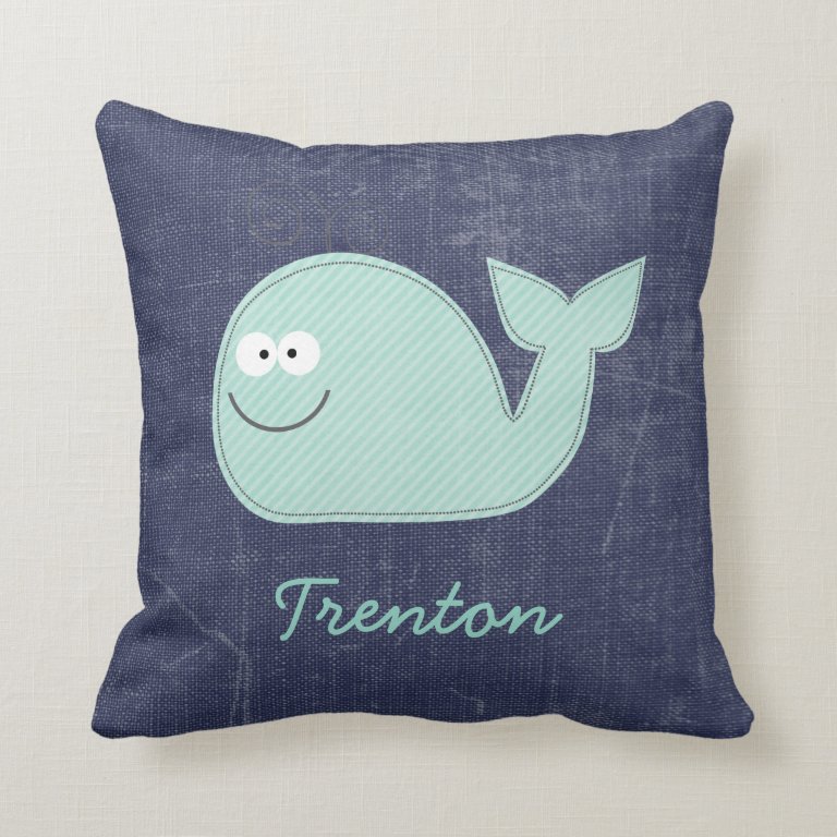 Cute Little Whale Personalized Baby Name Pillow
